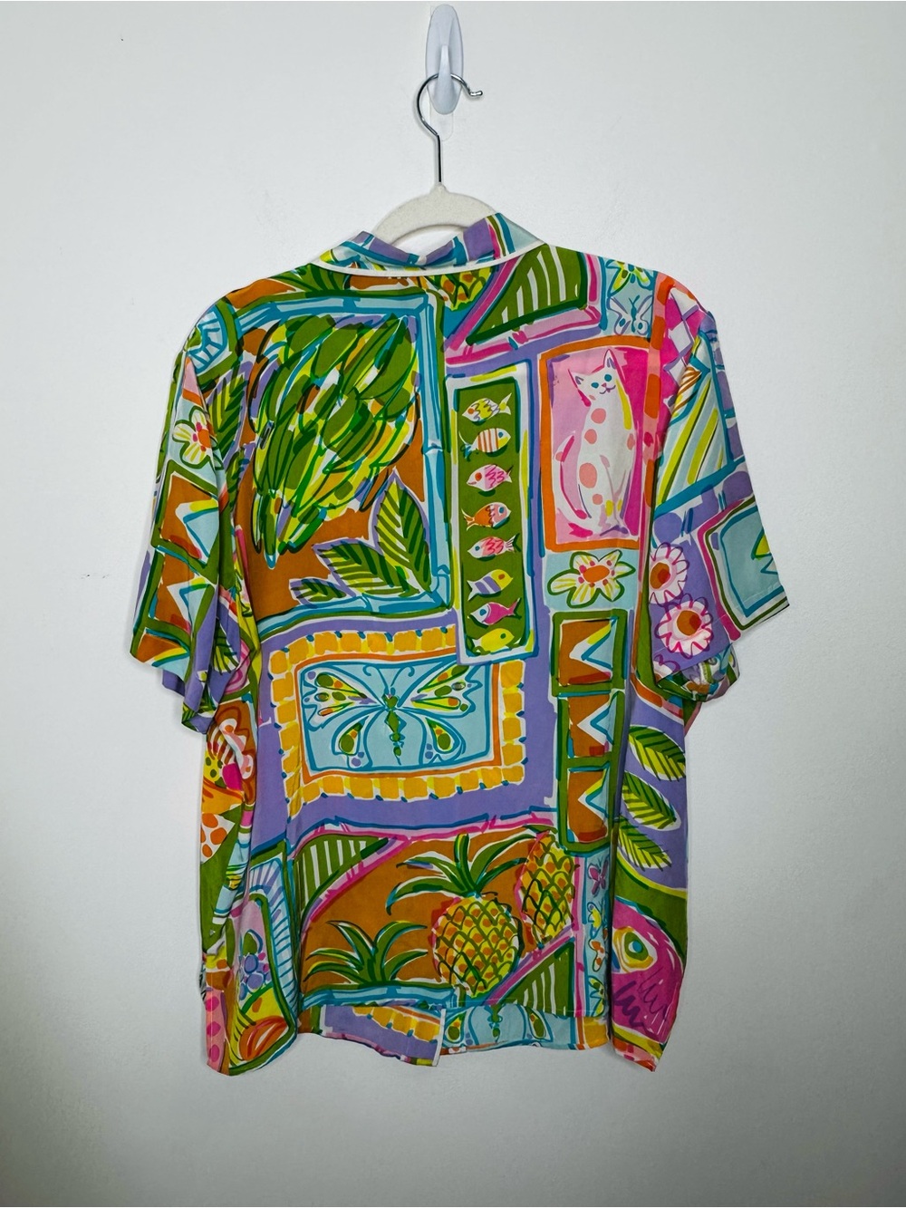 Vintage Bob Mackie Wearable Art 100% Silk Tropical Print Blouse Size 1X - Picture 7 of 7